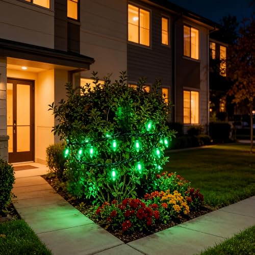 100 LED Green Christmas Lights, UL Certified and Commercial Decorative Lighting String 35 Ft Green Wire, for Indoor Outdoor Christmas Trees, Patio, Trees. - color: Green