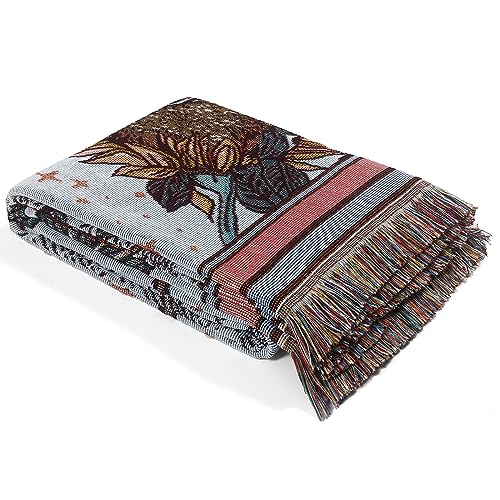 Boho Throw Blanket Reversible Cotton Bohemian Tapestry Hippie Room Decor Double Sided (Boho The Sun 50"x60") - color: Boho the Sun, size: 50*60 inch