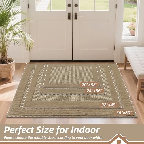 BEQHAUSE Indoor Door Mat 20" x 32", Dirt Trapper Door Mats Non-Slip Entryway Rugs Washable, Trap Dirt Absorbent Welcome Mat, Low Profile Floor Mats for Front Back Door and Entryway, Beige - color: Beige, size: 20" X 32" (Rectangular)