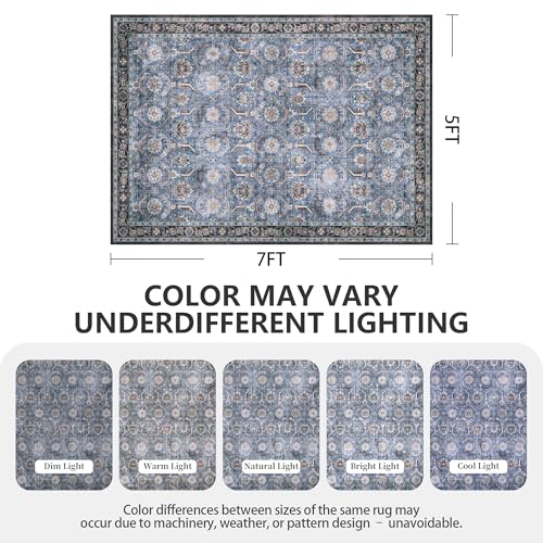 5x7 Area Rugs, Soft Non Slip Low Pile Washable Rug, Boho Modern Rug for Living Room, Bedroom, Dining Room, Blue - color: Blue, size: 5' x 7' (Rectangular)