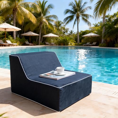 27" x 20" Ergonomic Floor Cushion | L Shape Foam-Filled Lumbar Support Pillow | Versatile Indoor-Outdoor Seating for Home Decor, Picnics, Yoga & Meditation Spaces (Navy Blue) - color: Navy Blue