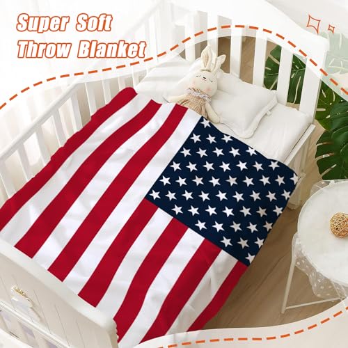 YeeJu American Flag Throw Blanket Kids Small Patriotic 4th of July Memorial Day Fourth of July Blanket Girl Boy Baby Couch Soft Blankets Red White Blue Stars Stripes Veteran Blanket 40x50 - color: Flag-01, size: 40"x50"