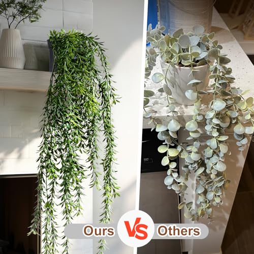 Artificial Hanging Plant 2 Pcs Faux Plant Ivy Vine Faux Eucalyptus Vines Fake Potted Greenery for Wall Living Room Home Shelf Office Bathroom Outdoor Indoor Decor (Type 4) - color: Type 4