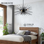 31in Black Sputnik Chandelier 4-Light Starburst Chandelier Light Fixture Solid Metal Mid-Century Modern Satellite Light Fixture for Dining Room Bedroom Bathroom Entryway Kitchen Island Foyer - color: Black 31" 4-Light