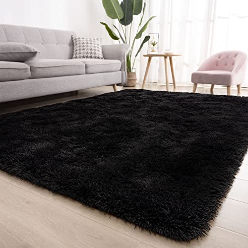 Kelarea Area Rug for Living Room, 3x5 Non-Slip Black Rug Fluffy Soft Shag Rugs, Fuzzy Shaggy Plush Carpet for Bedroom, Nursery Rooms, Home Dorm - color: Black, size: 3 x 5 feet