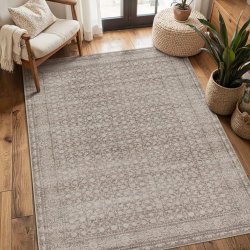Rugxara 3x5 Washable Entryway Rug, Non Slip Boho Runner Rugs for Hallway, Entrance, Kitchen, Bathroom, Laundry Room, Soft Entryway Carpet, Throw Low Pile Retro Imitation Wool Carpet, Apricot - color: Apricot, size: 3' x 5' (Rectangular)