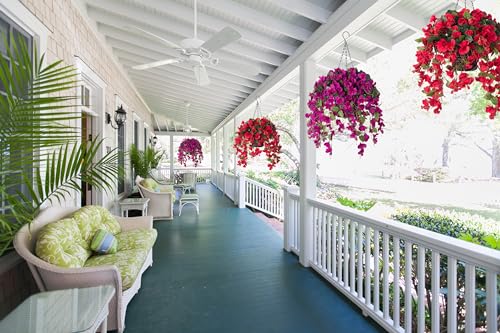 Artificial Fake Hanging Hibiscus Flowers Plants Baskets for Outdoor Decoration, Faux Silk Hibiscus Long Vines in Planter UV Resistant Realistic Flowers for Outside Porch Patio Home Decor, Pink - color: Pink