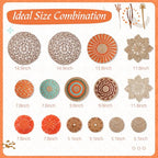 Anglechic 15 Pcs Boho Wall Basket Decor Woven Rattan Seagrass Wall Decor Hanging Rustic Farmhouse Western Art Decoration for Nursery Living Room Bedroom Home Kitchen(Orange Style) - style: Orange Style