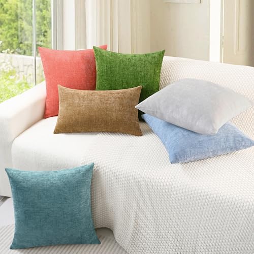 CaliTime Throw Pillow Covers Decorative 16 X 16 Inches Pack of 2 Cozy Chenille Cushion Case for Couch Sofa Bed Living Room Home Moonbeam Gray - color: Moonbeam Gray, size: 16" x 16" (Pack of 2)