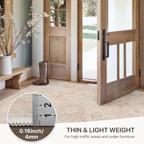 GENIMO Area Rug 2x3 Doormat, Machine Washable Low Pile Rugs, Small Retro Entryway Mat for Entrance, Hallway, Kitchen and Corridor, Light Pink - color: Area Light Pink, size: 2' x 3' (Rectangular)