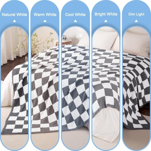 Whale Flotilla Checkered Knit Blanket Twin Size, Ultra Soft Warm Reversible Cozy Decorative Blankets for Couch Sofa and Bed, 60x80 Inch, Grey - color: Grey Checker, size: 60x80 Inch