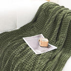Puncuntex Flannel Fleece Throw Blanket Olive Green 50"×70",Super Soft Plush Cozy Blanket with Square Grid Design Luxury for Couch Sofa Chair - color: Olive Green, size: 50"×70"