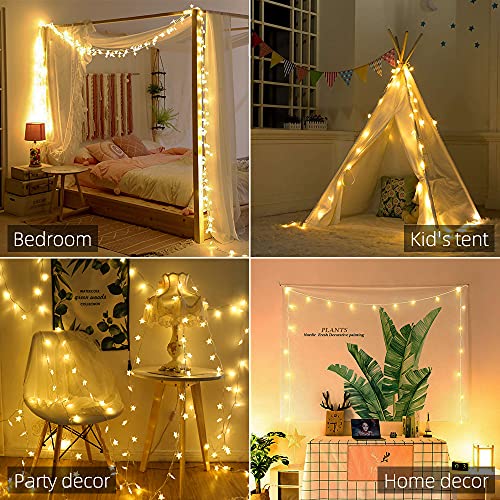 Yummuely Star String Lights 10Ft 20 LED Fairy Lights Battery Operated Waterproof Indoor Outdoor Twinkle Christmas Lights for Bedroom Party Wedding Xmas Tree Decoration (Warm White) - size: Star Lights