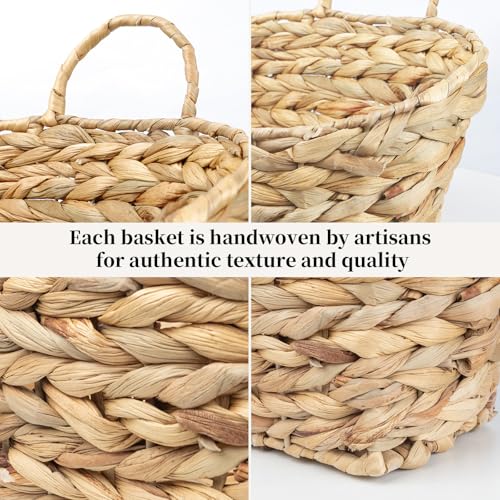 Hanging Wall Basket Handwoven Wicker Basket for Plants, Flowers & Storage, Rustic Farmhouse Wall Decor Organizer, Natural Water Hyacinth - color: Natural-water Hyacinth