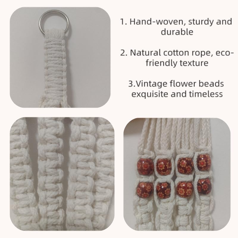 Macrame Plant Hanger Indoor Hanging Holder Window Plant Hanger Wall Outdoor Large Long Boho Home Decor Ceiling Basket Plants Hangers (2pack-Ivory) - color: 2pack-ivory