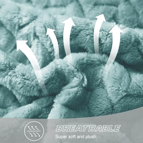 Exclusivo Mezcla Fleece Throw Blanket for Couch and Bed, 50x70 Inches Soft Cozy Jacquard Flannel Blankets, Lightweight Fuzzy Plush Throws for Women, Celadon - color: Celadon, size: Throw ( 50x70 IN )