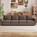 Guyii 4 Seats Sectional Sofa Modern 4 People Couch Deep Seat Soft Cushion Sofa Brown Living Room Sofa for Apartment Hotel Office Easy Assemble - color: Brown, size: 4 seater