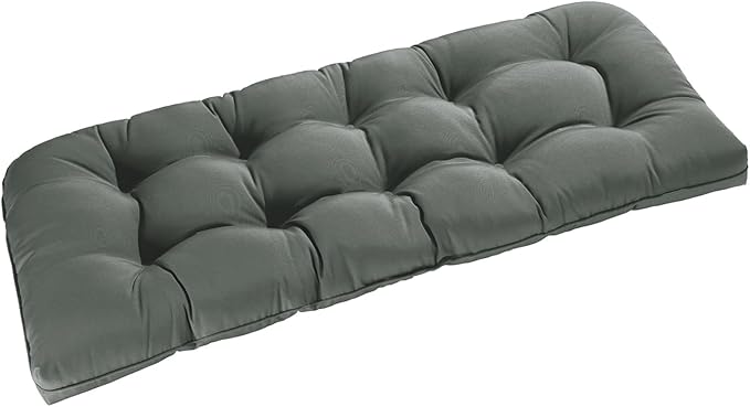 downluxe Outdoor Bench Cushion for Patio Furniture, Waterproof Tufted Overstuffed Porch Swing Cushions, Thick Outdoor Loveseat Cushions, 48" X 18" X 5", Dark Grey, Set of 1