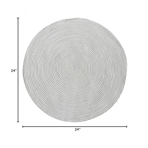 Hand Woven Round Area Rugs Living Room Bedroom Study Computer Chair Cushion Base Mat Round Carpet Lifts Basket Swivel Chair Pad Coffee Table Rug(2' Round, Gray) - color: Grey, size: 2' Round