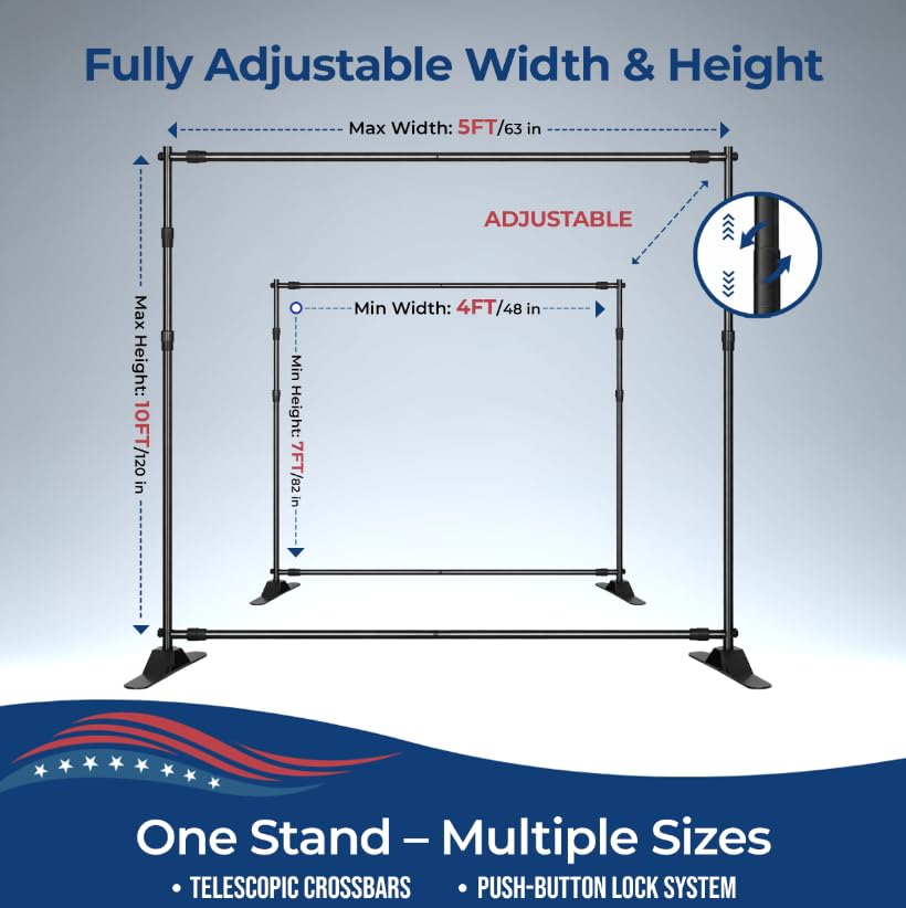 Custom Backdrop Step and Repeat By DC – Personalized Event Backdrop with Logo Print | Red Carpet, Photography Backdrop, Party Banner | Made in USA | Multiple Sizes. - color: Backdrop Banner with Stand