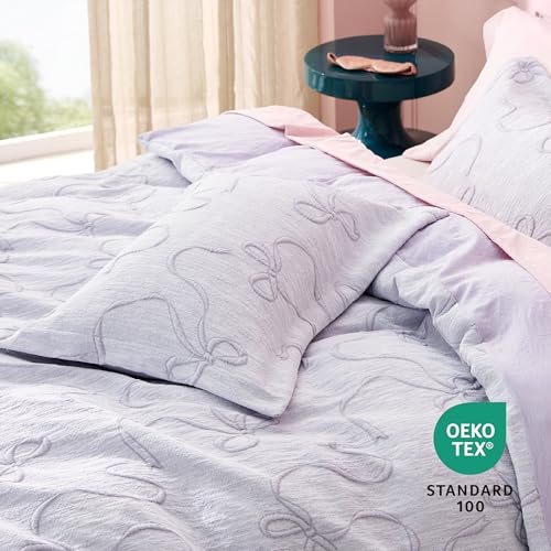 Bedsure Purple Duvet Cover King Size with Bowknot Jacquard Design, Soft and Elegant Boho Bedding Set, Luxurious Craftsmanship for a Stylish Bedroom,Includes 1 104"x90" Duvet Cover & 2 Pillow Shams - color: 02 - Purple Bowknot (No Comforter), size: King (1