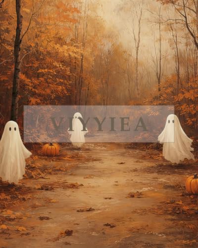 VIYYIEA Extra Large Halloween Wall Art 36x54, Vintage Cute Ghosts and Pumpkins in Autumn Landscape Canvas Wall Decor, Cozy Farmhouse Fall Decor for Living Room Bedroom Entryway Fireplace - color: Halloween Woodland