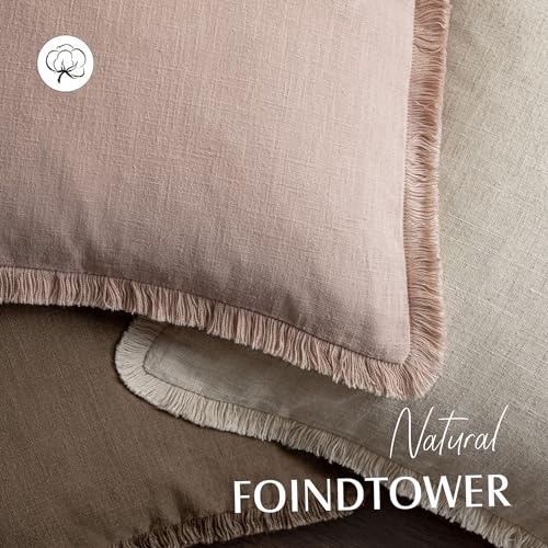 Foindtower Decorative Linen Fringe Throw Pillow Covers Cozy Boho Farmhouse Cushion Cover with Tassels Soft Accent Pillowcase for Chair Sofa Bed Living Room Home Decor, 16×16 Inch, 1PC,Light Pink - color: Light Pink, size: 16" x 16" (Pack of 1)