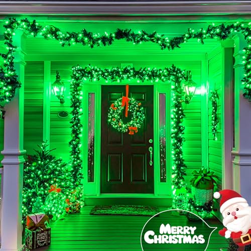 JMEXSUSS 200 LED Remote Control Green Christmas Fairy Lights, 66 ft 8 Modes Fairy Lights Indoor with Wheel, Plug in Green Light Outdoor for Halloween Christmas Decor - color: Green, size: 66FT 200LED