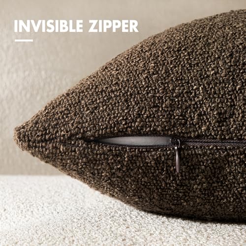Pack of 2 18x18 Inch Decorative Boucle Throw Pillow Covers Textured Square Pillowcaes Accent Solid Cozy Soft Cushion Covers Home Decor for Sofa Couch Living Room Home Decor,Chocolate Brown - color: Chocolate, size: 18" x 18" (Pack of 2)