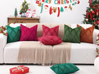 decorUhome Spring Euro Sham Throw Pillow Covers 22x22 Inch Set of 2, Soft Plush Faux Fur Wool Green Accent Couch Pillow Covers for Modern Farmhouse Bed Sofa Living Room