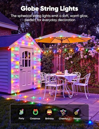 Minetom Multicolor Globe String Lights, 33 Feet 100 Led Fairy Lights Plug in, 8 Modes with Remote Mini Globe Lights for Indoor Outdoor Bedroom Party Wedding Garden Christmas Tree Decor, Multicolor - color: Multicolor, size: 100LED