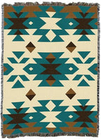 Pure Country Weavers Desert Diamonds Teal - Western Tapestry Throw Blanket Woven from Cotton - Made in The USA (72x54) - color: Desert Diamonds Teal