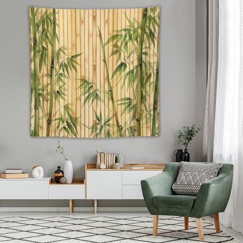 HZOHNAGO Bamboo Tapestry Chinese Style Green Leaves Printed Wall Tapestry Painting Wall Hanging for Bedroom Living Room Dorm 60" W x 60" H - color: Bamboo-6, size: 60"L x 60"W