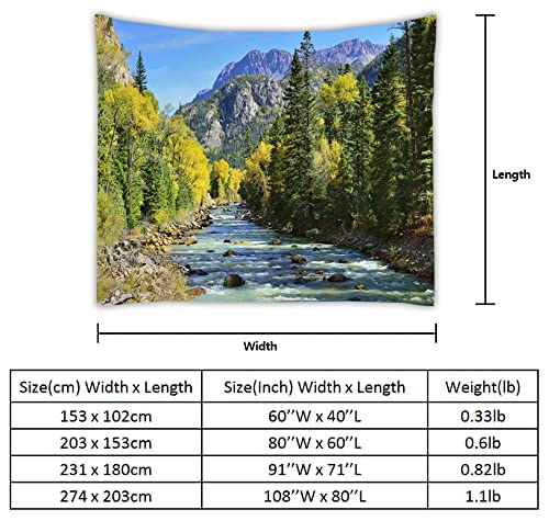 YISURE Nature Mountain Forest Tapestry, Scenic Green Pine Tree Waterfall Landscape Wall Hanging Tapestries for Home Office Dorm Indoor and Outdoor Decoration Large Size 91(W) x71(L) Inch - size: 71"L x 91"W