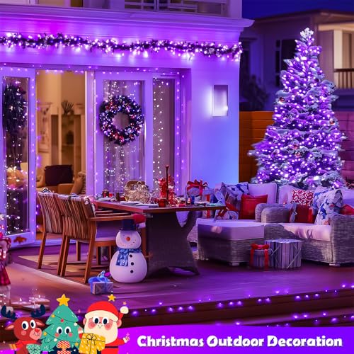 JMEXSUSS 2 Pack Solar String Lights Outdoor Waterproof, Total 66 FT 200 LED Solar Christmas Lights Outdoor, Twinkle Light for Christmas Tree Outside Garden Yard Xmas Decor, Purple - color: Purple, size: 100LED*2
