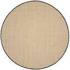 SAFAVIEH Area Rug 8' Round - Natural Fiber Collection - Large - Natural & Black, Seagrass, Basketweave Pattern with Border (NF114C) - color: Natural/Black, size: 8' (Round)