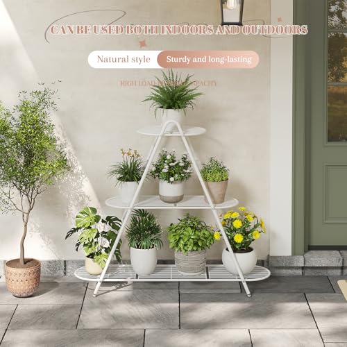 STDDRE Plant Stand Indoor Plant Shelf Outdoor Corner Tall Plant Rack 3-Tier Large Metal Plant Holder Heavy-Duty Flower Rack for Patio,Living Room,Garden Decor (White) - color: White