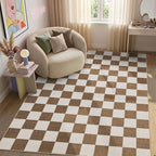 GarveeHome Checkered Terracotta Brown 4x6 Washable Rug Geometric Diamond Dot Modern Neutral Boho Soft Low-Pile Small Rug for Bedroom Nursery Living Room Entryway Non-Slip TPE Backing - color: Terracotta Brown, size: 4' x 6' (Rectangular)