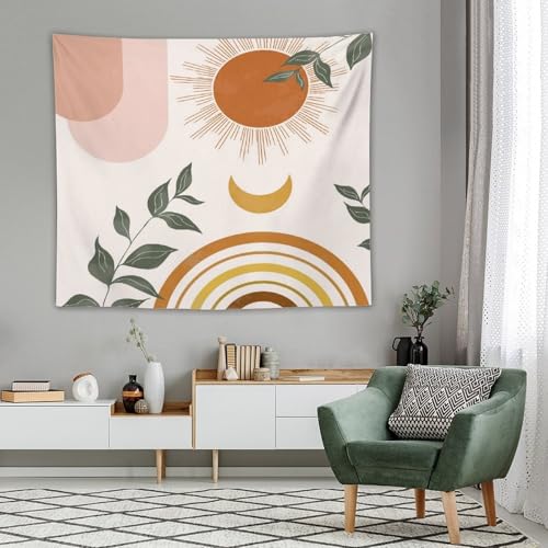Boho Leaf Tapestry,Orange Spring Summer Palm Leaf Sun Abstract Modern Minimalism Wall Hanging Neutral Home Decor Art for Living Room Bedroom Dorm 40"x30" - color: Boho Leaf-15, size: W40xL30in