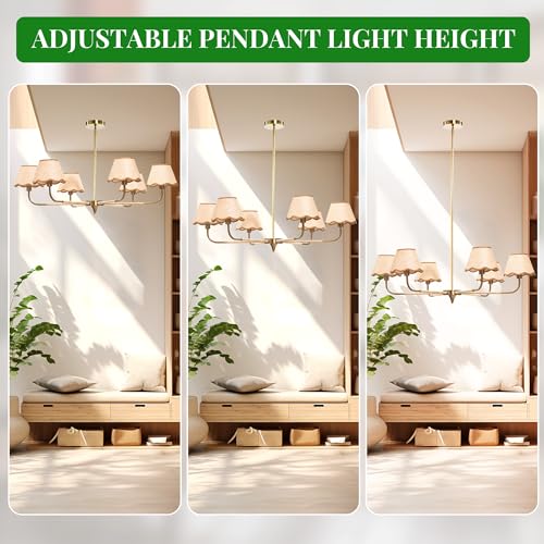 39" Boho Rattan Chandelier, 6-Light Rattan Pendant Light, Handwoven Natural Rattan, Rustic Industrial Adjustable Rattan Fixture for Dining Room, Kitchen Island & Living Room, E12 Socket - color: Hooked Arm Design