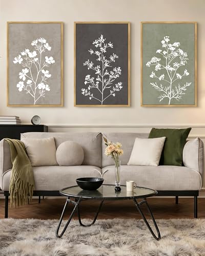 Drsoum Flower Framed Wall Art Vintage Floral Minimalist Wall Hanging Decor Farmhouse Colorful Botanical Prints Artwork for Bedroom Living Room Hallway 24x36in Natural Framed - color: Retro Flower, size: 24x36in, Natural Framed