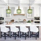 8 Inch Green Glass Pendant Lights Small Modern Chandelier Pendant Lighting Mid Century Hanging Lights Adjustable Kitchen Island Light for Dining Room Bedroom Hallway - color: 8 Inch Green