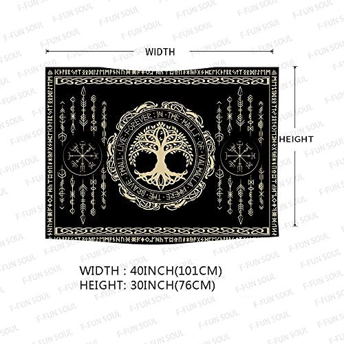 F-FUN SOUL Nordic Vikings Tapestry, 40x30inches Soft Flannel, Viking Yggdrasil Tree of Life Celtic Rune Scandinavian Aesthetic Mythology Tapestry Wall Hanging for Bedroom Living Room Decor GTZYFS1831 - color: Yggdrasil Tree of Life, size: 40"L x 30"W