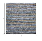 SAFAVIEH Cape Cod Collection Area Rug - 6' Square, Blue & Natural, Handmade Flat Weave Braided Jute & Cotton, Ideal for High Traffic Areas in Living Room, Bedroom (CAP363A) - size: 6' x 6' (Square)