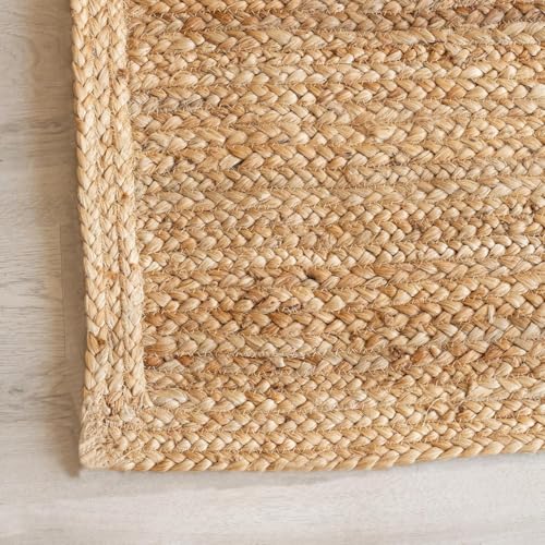 HOMEMONDE Solid Braided 8'x10' Jute Area Rug Natural - Eco Friendly Premium Fiber - Durable and Reversible Handwoven Farmhouse Rugs for Living Room, Hallway, Bedroom, Dinning Room, Kitchen, Office - size: 8' x 10' (Rectangular)