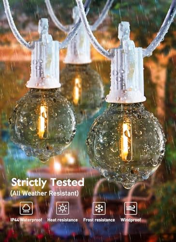 Brightown 30 FT Outdoor String Lights - Commercial Globe Patio Lights with 30 G40 LED Shatterproof Bulbs, Waterproof Connectable Hanging Light for Backyard Bistro Porch Cafe Deck - color: White, size: 30FT