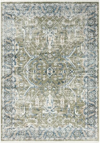 Abani Savoy Collection Area Rug - Intricate Blue/Green Vintage Design 10' x 14' - Easy to Clean - Durable for Kids & Pets - Non-Shedding - Medium Pile - Soft Feel - Living Room, Bedroom & Office - size: 10' x 14' (Rectangular)