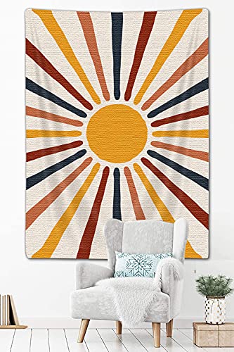Bohemian Sun and Moon Vertical Tapestry, Vintage Abstract Rainbow Aesthetic Tapestry Wall Hanging for Bedroom, Retro 70s Mid Century Modern Art Tapestries Poster Blanket College Dorm Decor (36"X48") - color: Sun-1, size: 48"L x 36"W