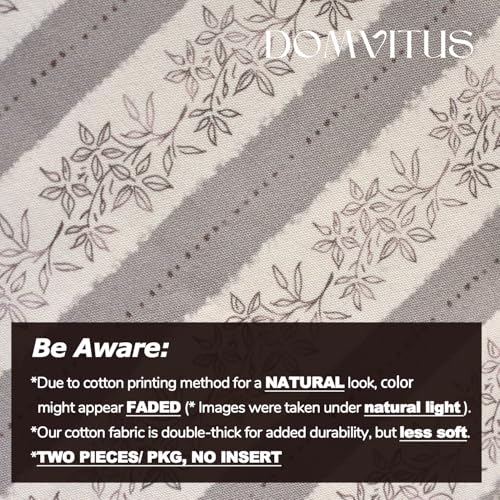 DOMVITUS Floral Pillow Covers 20x20 Inch Set of 2, Vintage Striped Block Print Decorative Throw Pillow Covers Neutral Farmhouse Boho Home Decor for Couch Sofa Bed Living Room, Light Gray - color: Light Gray, size: 20" x 20" (Pack of 2)