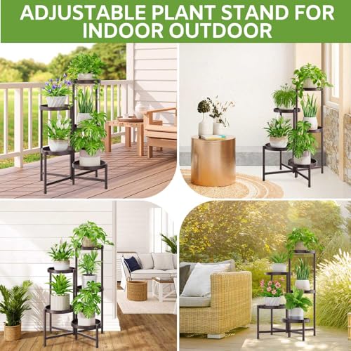 iDavosic.ly 5 Tier Large Plant Stand Indoor, 10 Inch Wide Tall Corner Metal Plant Stands Outdoor for Multiple Plants, Folding Tiered Flower Display Holder Rack Shelf, Violet Bronze - color: Violet Bronze, size: 5 Tiers